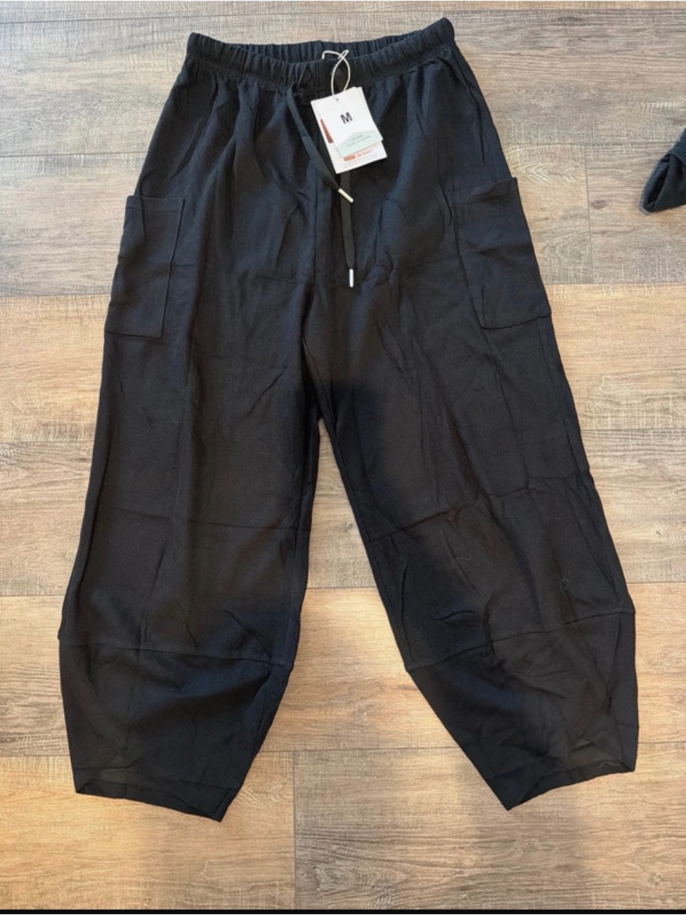 Wide Leg Cargo Pants for Women — Black